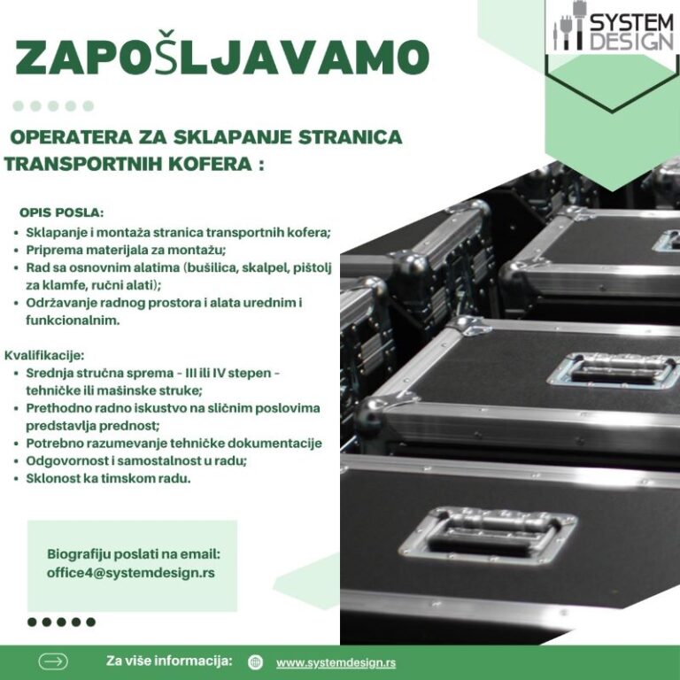 Operatera za sklapanje stranica transportnih kofera